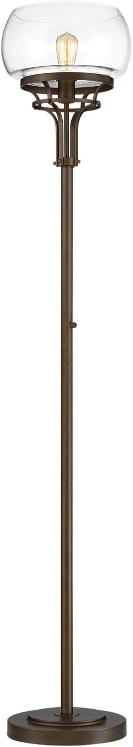 Franklin Iron Works Luz Modern Industrial Edison Bulb Floor Lamp Torchiere 72.5" Tall Oil Rubbed Bronze Clear Glass Standing Bright Lighting for Living Room Reading House Bedroom Home Office