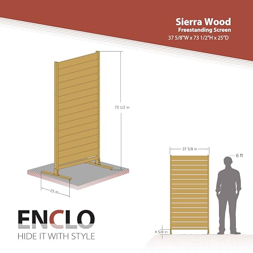 Enclo Privacy Screens EC18008 Richmond Wood Outdoor Privacy Fence Screen No-Dig Kit 38" W x 42" H, Cedar (2 Panels)