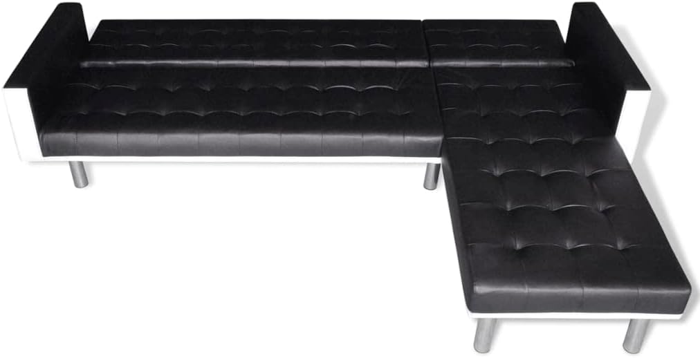 Break Room Essentials Casual Living Room Sofa Comfy Couch L Shaped Couch Convertible Sofa Bed Adjustable Sofa Recliner Reversible Sofa Bed L-Shaped Sofa Bed Artificial Leather Black and White