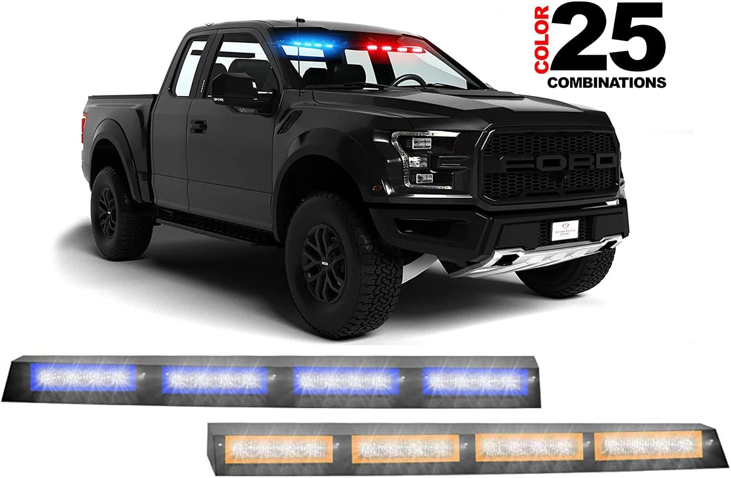 Extreme Tactical Dynamics Elemental 40 Visor Light LED Strobe Visor Light Interior Windshield Light Bar Split Mount Emergency Lights - Blue/White