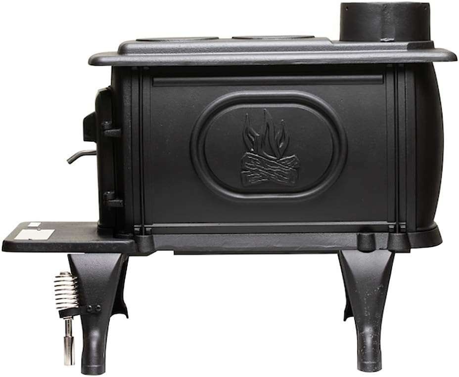 US Stove Company Rustic 900 Square Foot Clean Cast Iron Log Burning Wood Stove Reaching Up T0 54,000 BTUswith Cool Touch Safety Handle