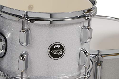 Pacific Drums Center Stage Complete Drumkit, 5 Drum Set, Iridescent Black Sparkle, 7x10, 8x12, 14x16 Floor, 16x22 Kick, 5x14 Snare (PDCE2215KTIB)
