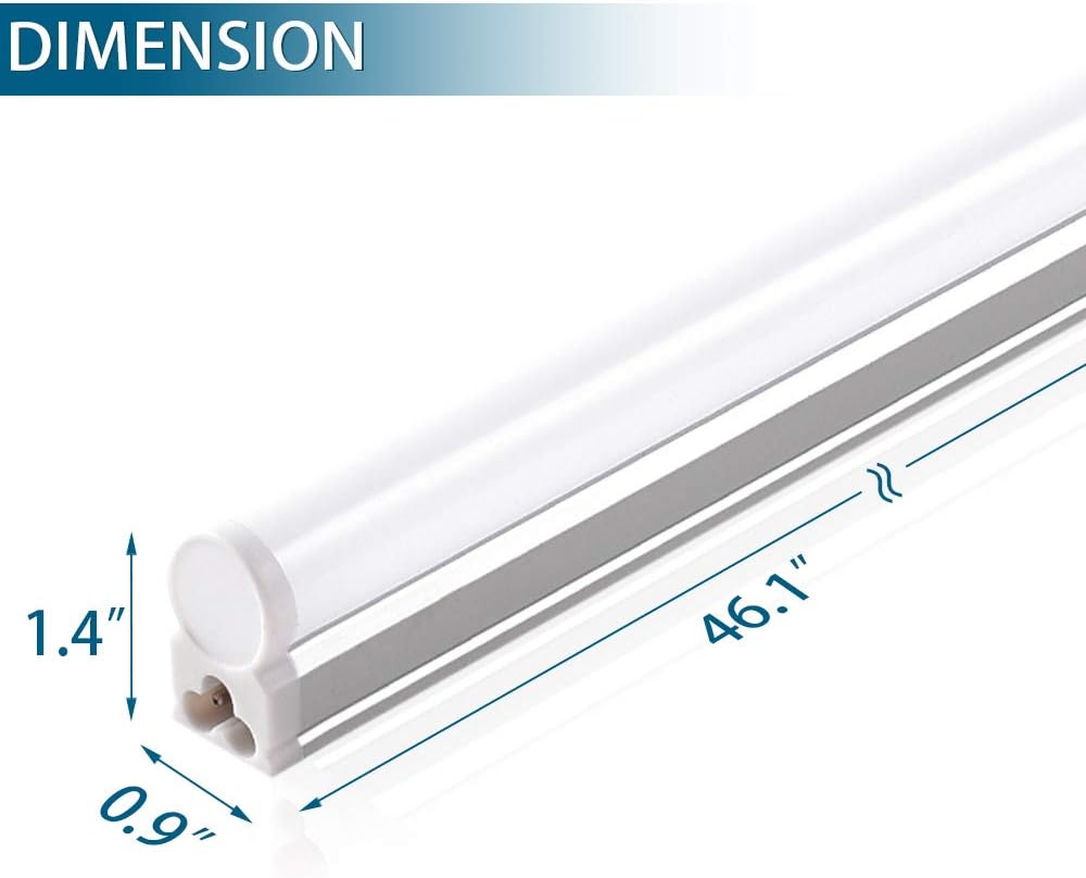 (Pack of 6) Barrina LED T5 Integrated Single Fixture, 4FT, 2200lm, 6500K (Super Bright White), 20W, Utility Shop Light, Ceiling and Under Cabinet Light, Corded Electric with Built-in ON/Off Switch Pack of 2
