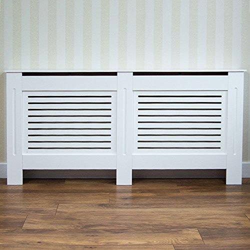 Home Discount Milton Radiator Cover White Modern Painted MDF Cabinet, Medium