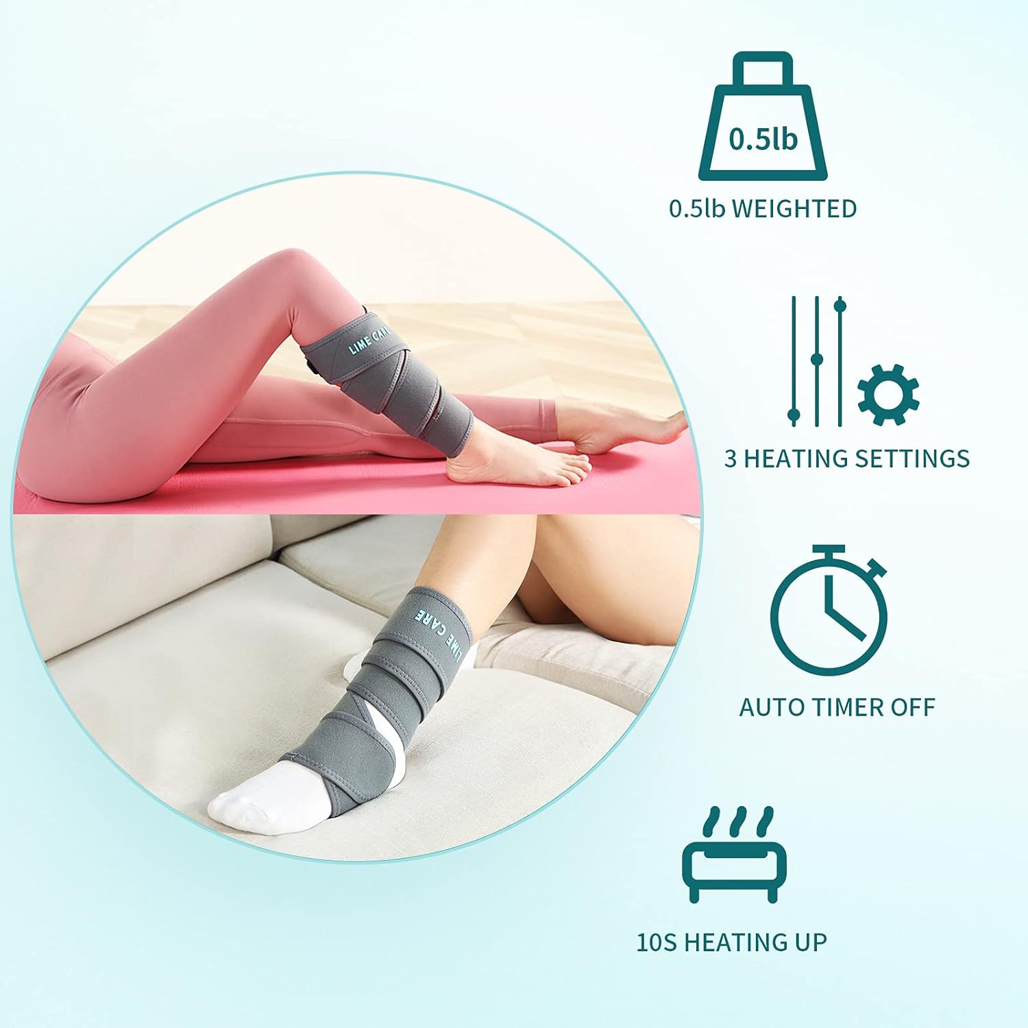 Cordless Heating Pad Wrap for Pain and Cramps Relief, Portable Heat Pad Therapy for Targeted Knee/Arm/Leg/Ankle/Elbow and Wrist, Moist & Dry Option, 3 Heating Levels, Auto-Off, Lightweighted Pack of 2