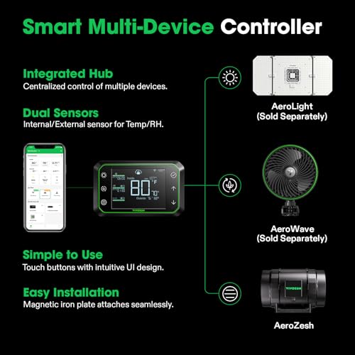 VIVOSUN Ventilation System with AeroZesh Inline Duct Fan, GrowHub E42A WiFi-Controller, Air Carbon Filter and Ducting