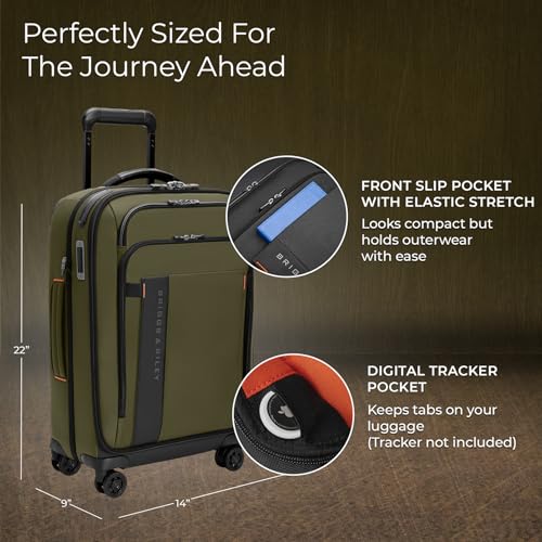 Briggs & Riley Domestic 22" Carry On Expandable Spinner - Luggage for Travel, Suitcases with Wheels, Softside Rolling Bag for Men & Women, Self-Repairing Zipper - ZDX Collection, Black