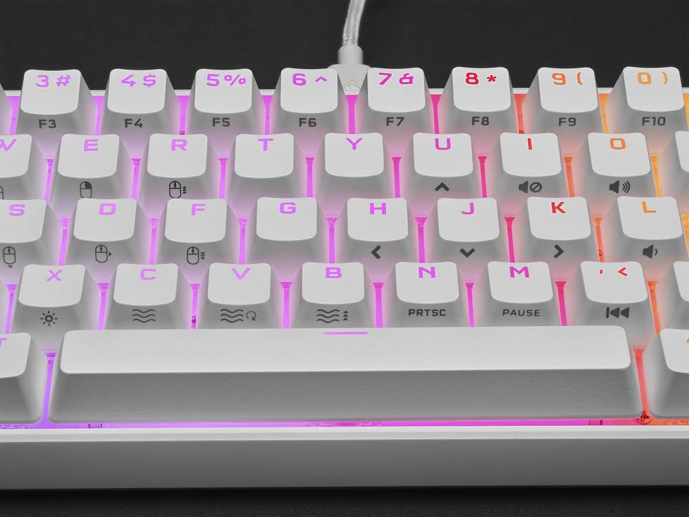 Corsair K65 RGB Mini 60% Mechanical Gaming Keyboard - Cherry MX Speed - White