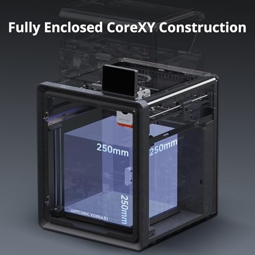 Anycubic Kobra S1 Combo 3D Printer, Multi-Color 3D Printer High Speed Max 600mm/s High Precision, Core XY Stable Structure Ultra-Quiet Printing Anycubic App One-Click Printing 250 * 250 * 250mm
