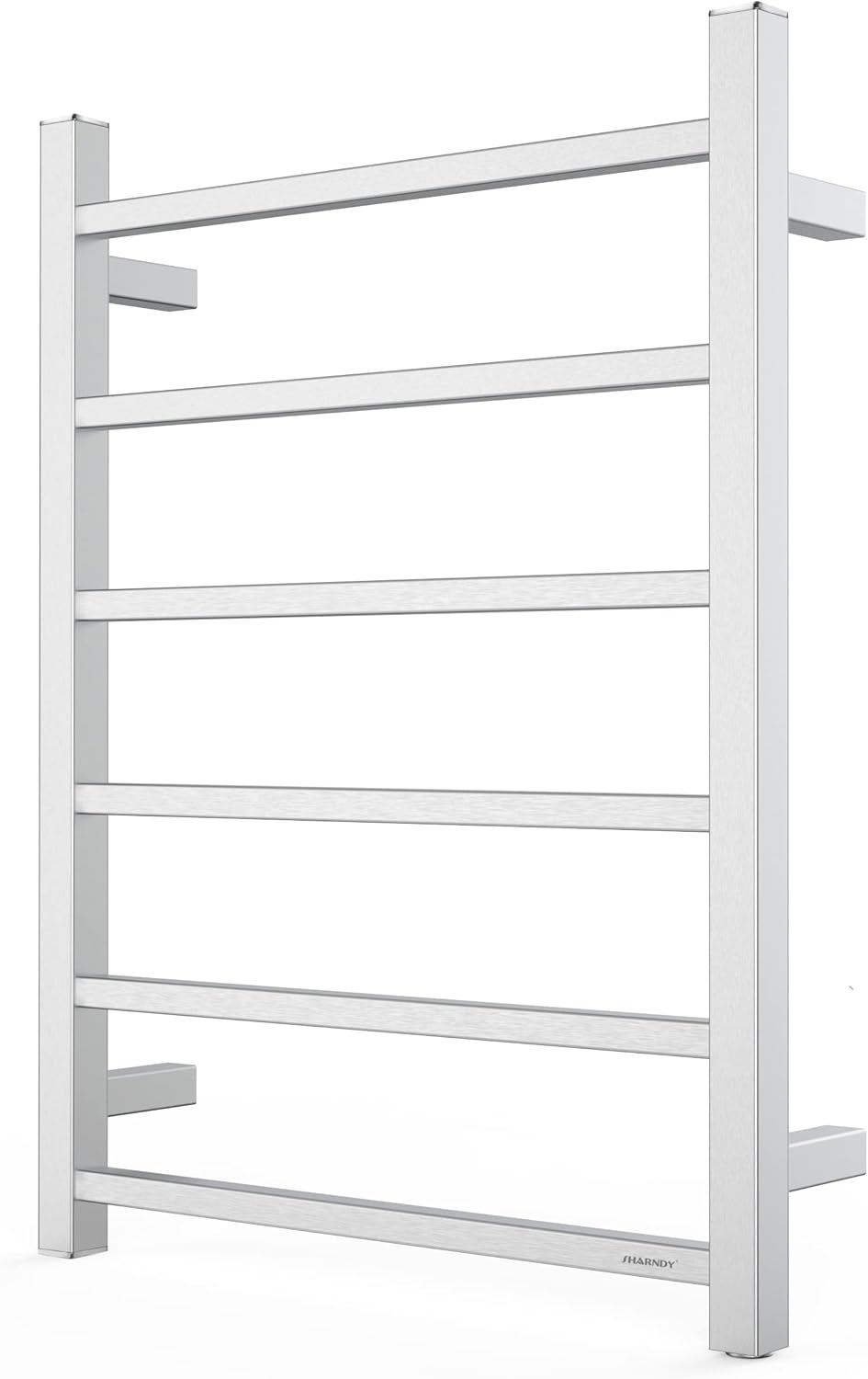 SHARNDY Towel Warmer Brushed Nickel for Bathroom Wall Mounted Bath Towel Heater Plug-in Square 6 Bars Drying Rack Stainless Steel Electric Heated Towel Rack ETW13 68W 26.77x20.47x4.13 inches