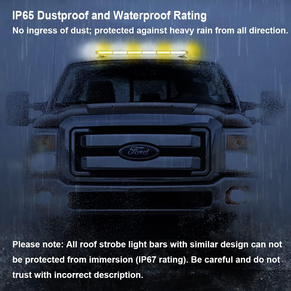 Roof Top Safety Flashing 80 LED Amber White Emergency Strobe Light Bar for Trucks Snow Plows Construction Vehicles, WOWTOU Strong Magnetic Double Side Caution Warning Beacon Lights
