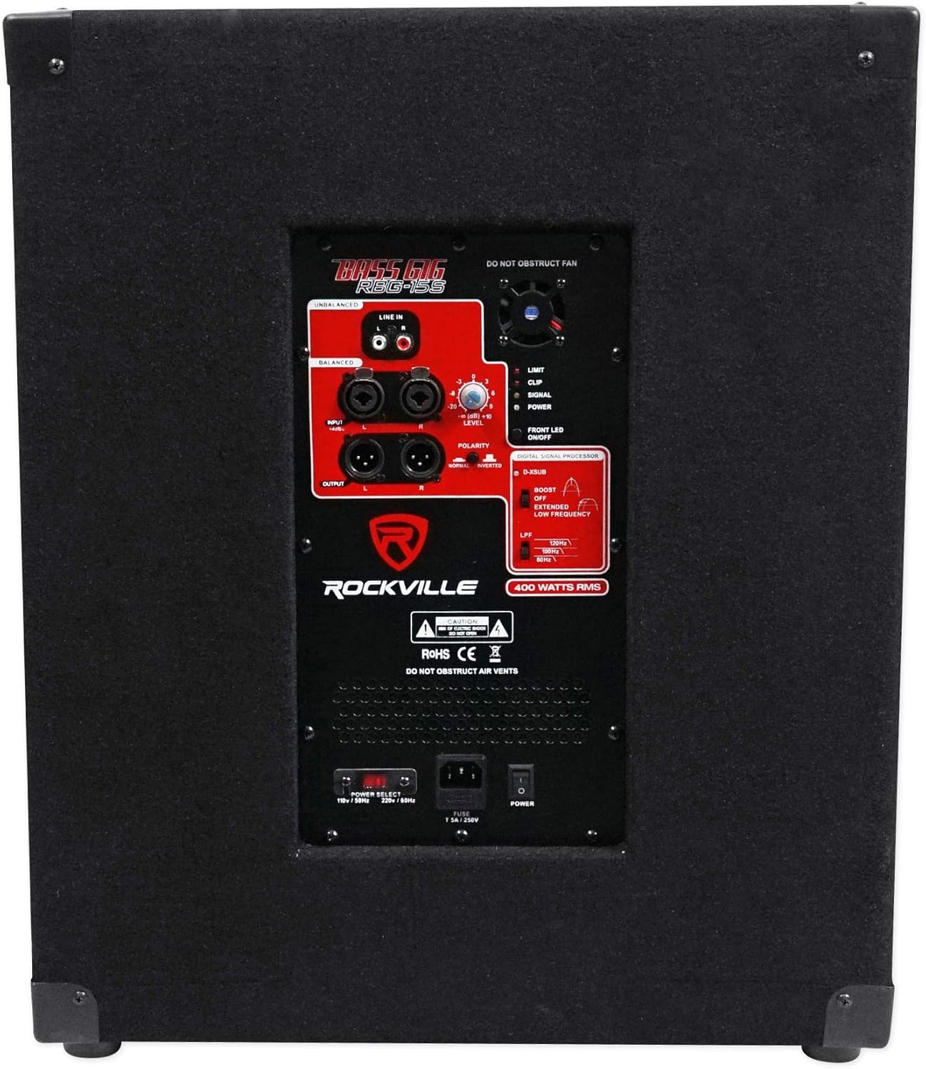 Rockville RBG15S 15" 1600w Active Powered PA Pro/DJ DSP Subwoofer+Steel Casters