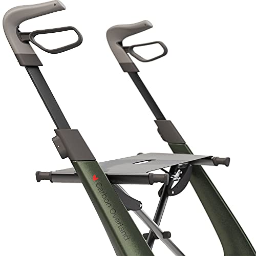 byACRE Carbon Overland/All Terrain Carbon rollator/Big Pneumatic Wheels/Lightweight at only 14.8 lbs/Foldable with seat/Defender Green