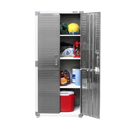 Seville Classics UltraHD Solid Steel Lockable Metal Storage Cabinet Locker Organizer, w/Adjustable Shelves for Garage, Warehouse, Office, Classroom, Granite, 48" W x 24" D x 72" H