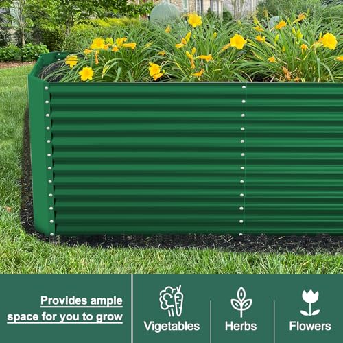 Land Guard 8x4x3ft Rectangular Galvanized Raised Garden Beds, 36" Tall Large-Capacity Metal Planter Box Outdoor, Durable Deep Raised Garden Bed, Raised Beds for Gardening Vegetables, Classic Silver
