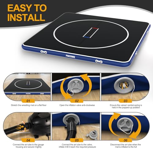 Inflatable Wrestling Mat 16ft/13ft/10ft, 4" Thick Foldable Jiu Jitsu Mats Wrestling Mats for Home Outdoor Indoor, Waterproof PVC Mat for Gymnastics, BJJ, MMA, Grappling, Judo, Boxing