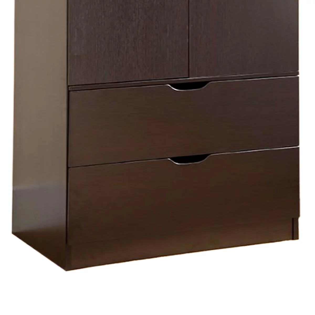2 Door Wooden Wardrobe with Bottom Drawers Red Cocoa Brown- Saltoro Sherpi