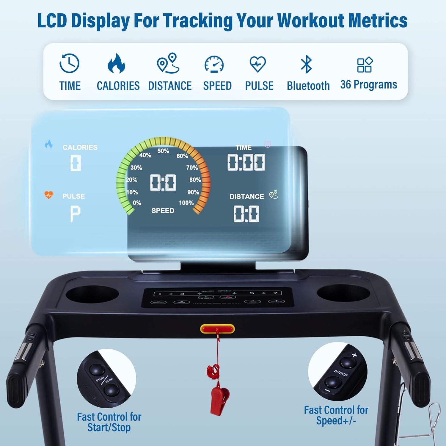 Treadmills for Home, 350 lbs Capacity 3.0HP Treadmill with Incline, LCD Display, 0.5-10 MPH Speed, 36 Preset Programs, 17" Wide Belt Running Treadmill