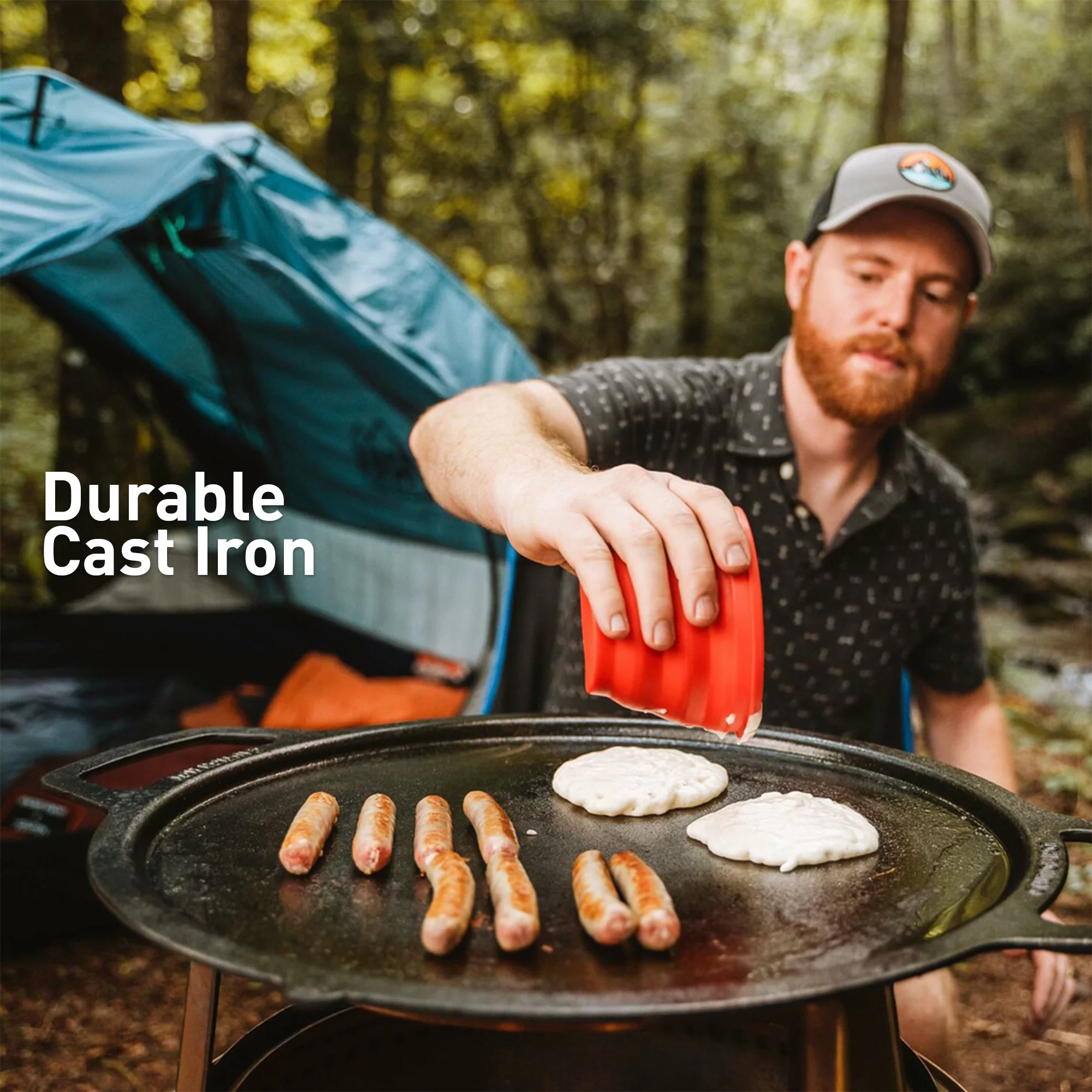 Solo Stove Bonfire Griddle + Hub, Cast Iron Cookware with Stainless steel Hub for 8” Elevation, Addition to Bonfire fire pit, Weight: 19.5lbs , Cooking surface diameter 17.75"