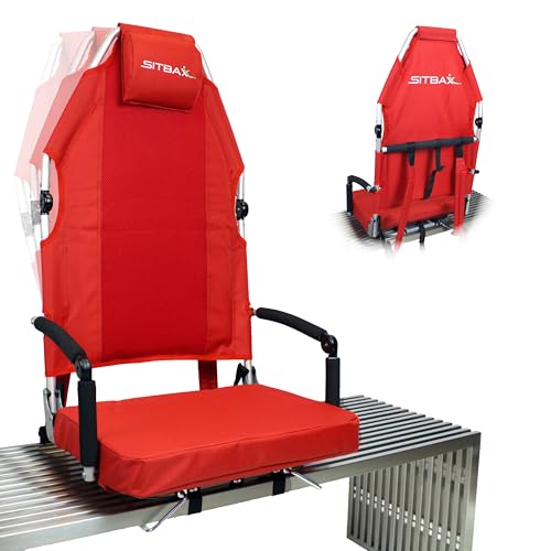 Padded Bleacher Seat – The Ultimate Reclining Stadium Chair with Full Back & Neck Support and 360° Swivel – Lightweight, Foldable, and Portable with Backpack Straps - Patent Pending