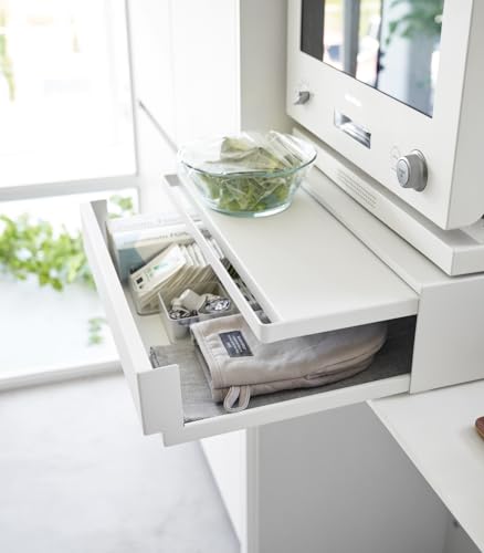 Yamazaki Countertop Drawer - Modern Kitchen Organizer for Counter & Coffee Bar, Pull Out Shelf, Space Saving Storage, Reversible Design, Durable Steel