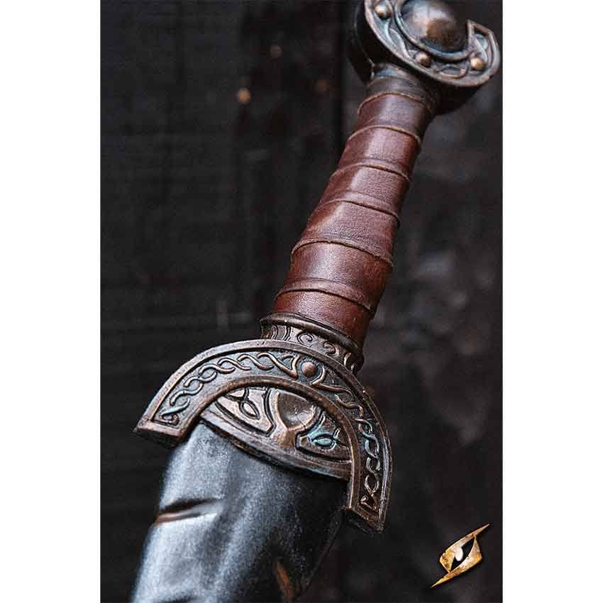 Battleworn Celtic Leaf LARP Sword - 100 cm | Leather by Medieval Collectibles