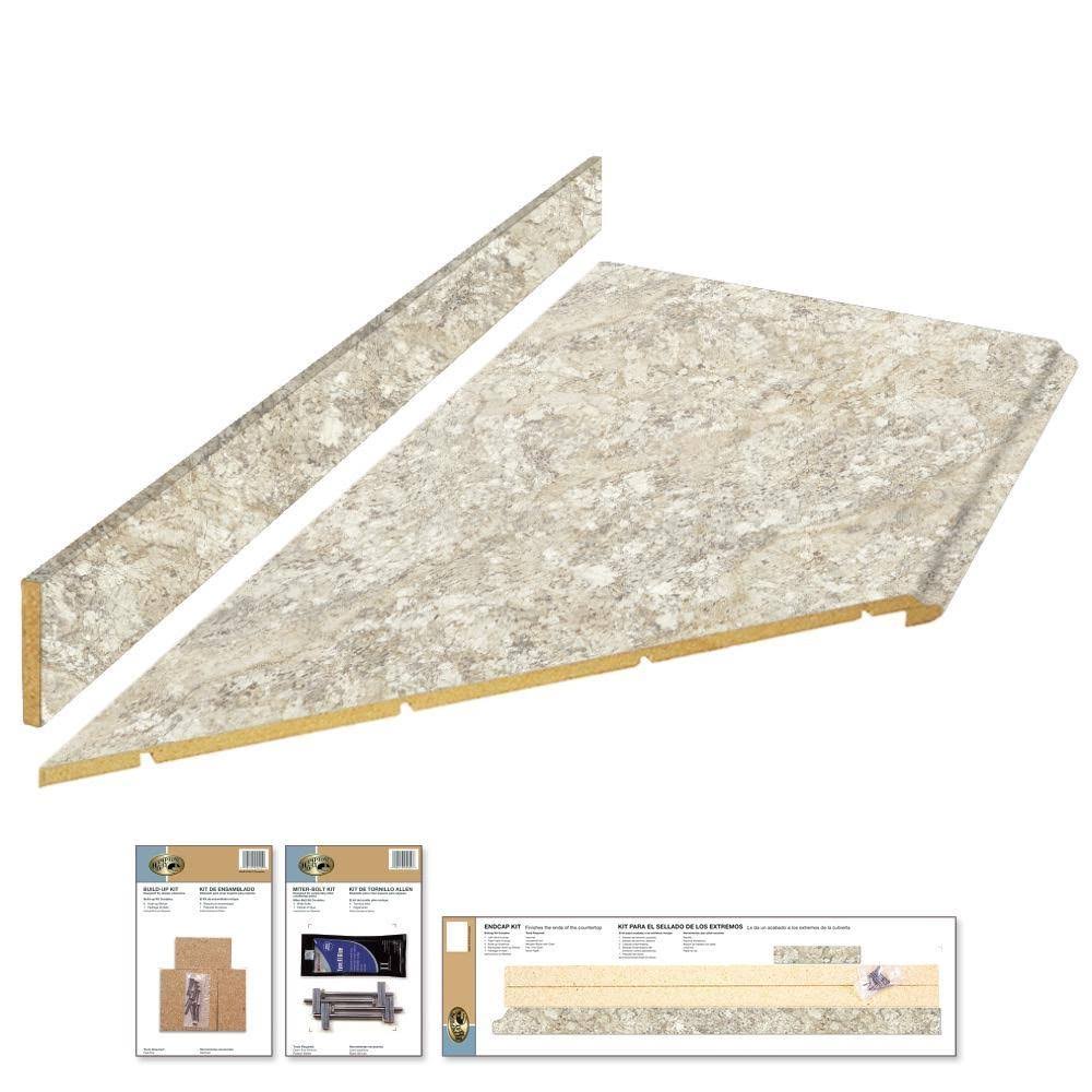Hampton Bay 8 ft. Beige Laminate Countertop Kit with Left Miter and Full Wrap Ogee Edge in Spring Carnival Granite