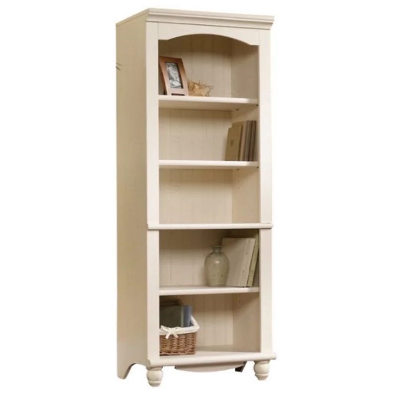 Sauder Harbor View 72" Library Bookcase, Antiqued White Finish