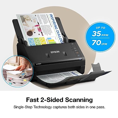 Epson Workforce ES-400 II Color Duplex Desktop Document Scanner for PC and Mac, with Auto Document Feeder (ADF) and Image Adjustment Tools, ES-400 II