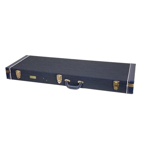 Crossrock Relief Series 335 Guitar Case for ES-335 & Semi-Hollow Electric Guitars | Carved Smoke Blue Finish, Monochrome Blue Velvet Interior, Lock – Premium Wooden Hardshell