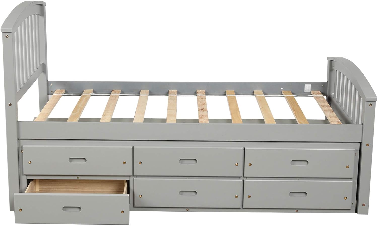 Harper & Bright Designs Twin Size Platform Storage Bed Solid Wood Captains Bed with 6 Drawers, No Box Spring Needed