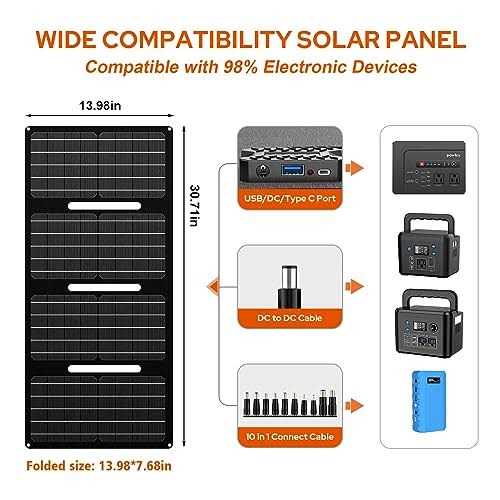 Powkey Solar Generator with Panel 146Wh/200W Portable Power Station with Solar Panel 40W