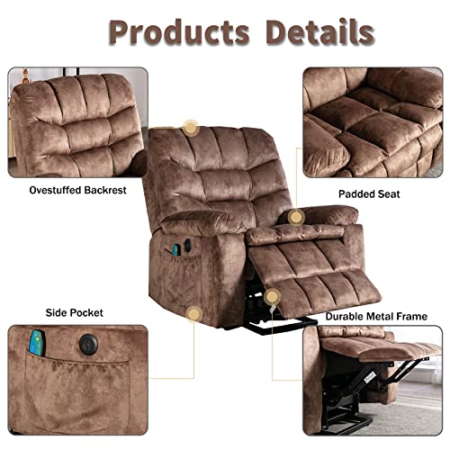 CANMOV Large Power Lift Recliner Chairs with Massage and Heat for Elderly, Heavy Duty and Safety Motion Reclining Mechanism Electric Wide Recliners with USB Ports, 2 Concealed Cup Holders, Dark Grey