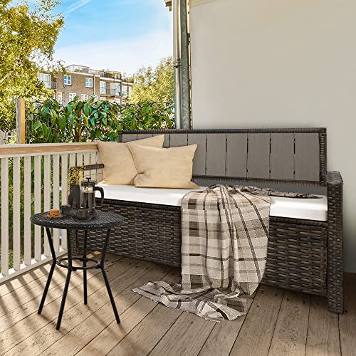 YITAHOME 230 Gal Outdoor Storage Box, XXL All-Weather Wicker Deck Box for Patio Furniture, Cushions, Pool Accessories and Garden Tools - Black