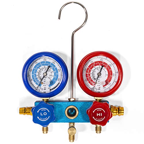 XtremepowerUS Premium 4CFM Air Vacuum Pump HVAC A/C Refrigeration Kit AC Manifold Gauge Case Set R134a Tap w/Leak Detector and Carrying Tote Bag