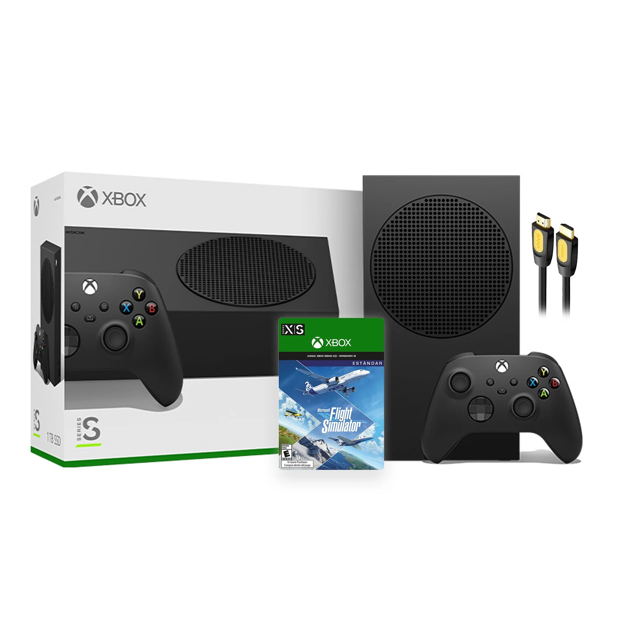 Microsoft Xbox Series S 1TB Black Console and Wireless Controller Bundle with Flight Simulator Full Game and Mytrix High Speed HDMI - 2023 New Xbox Console