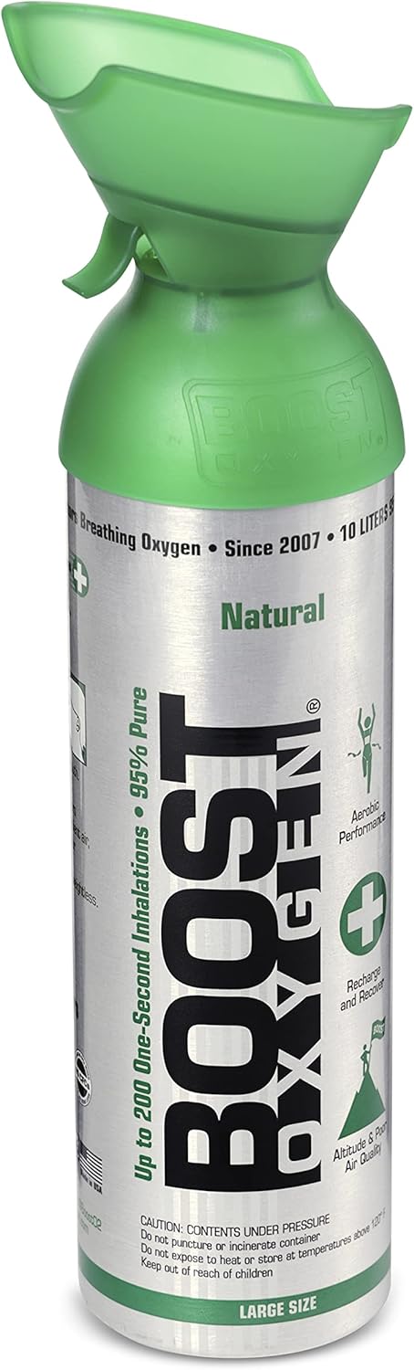 Boost Oxygen Large Natural 10 Liter Canister | Respiratory Support for Aerobic Recovery, Altitude, Performance and Health (7 Pack)