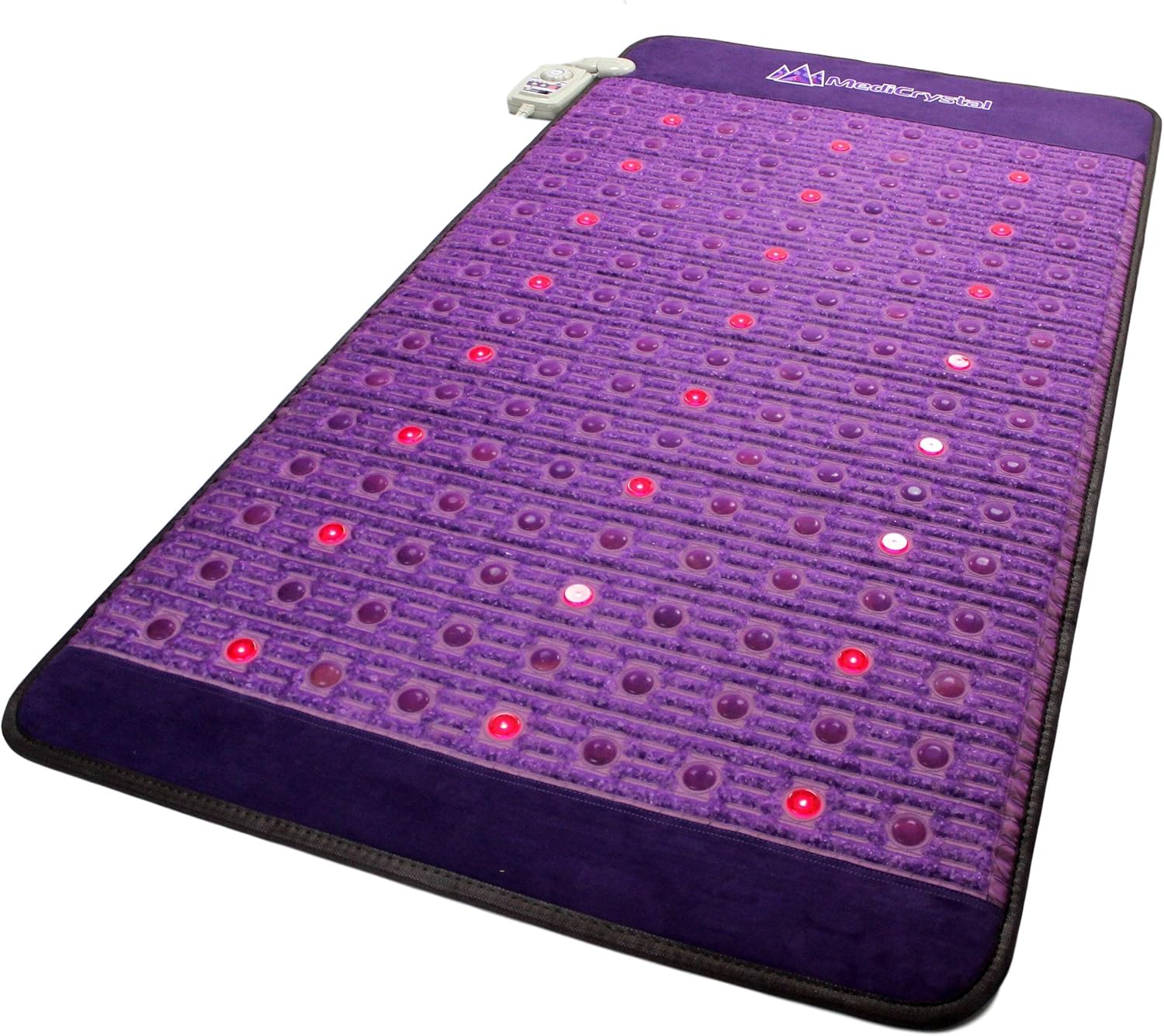 MediCrystal Far Infrared Amethyst Mat 72"L x 32&rdquo;W + 81 Natural Agates + 24 Photon&nbsp;Red Lights - Bio Stimulation Therapy for Back Pain - FDA Registered Manufacturer - Professional FIR Heating Pad