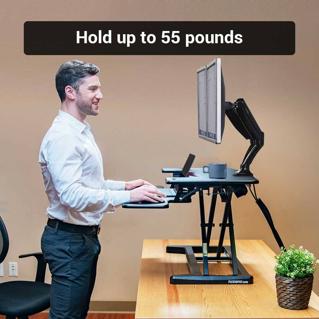 FlexiSpot AlcoveRiser EM7MB - Standing desk converter - electric height adjustment - black