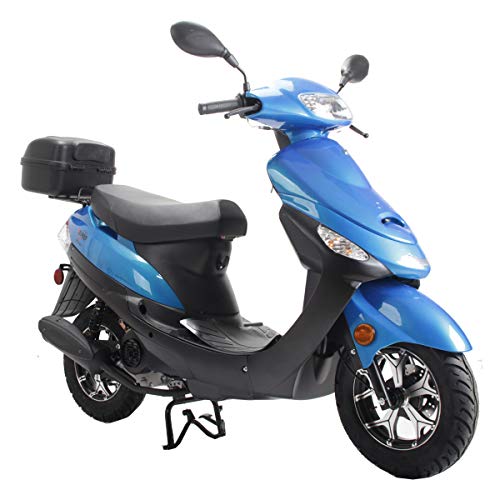 X-PRO 50cc Adult Moped Gas Moped Motorcycle 50cc with 10" Aluminum Wheels, Electric/Kick Start! (Black, Factory Package)