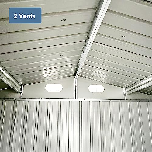 Industrial Outdoor Large Metal Storage Shed 6x8Ft, Anti UV Galvanized Steel Storage House with 4 Vents and Double Sliding Door, Weather-Resistant for Backyard, Patio, Lawn