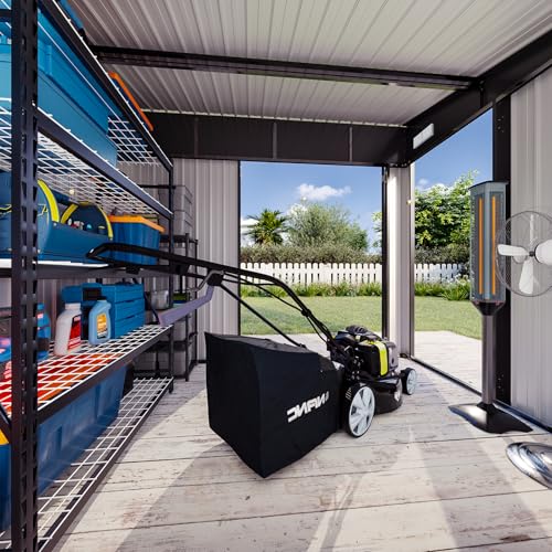 8'x4' Shed Galvanized Steel Storage Sheds with Triple Doors Weatherproof Outdoor Utility Sheds, Dual Lock Lean to Shed with Sloped Roof for Mower, Bike, Generator, Garden Tools (Black)