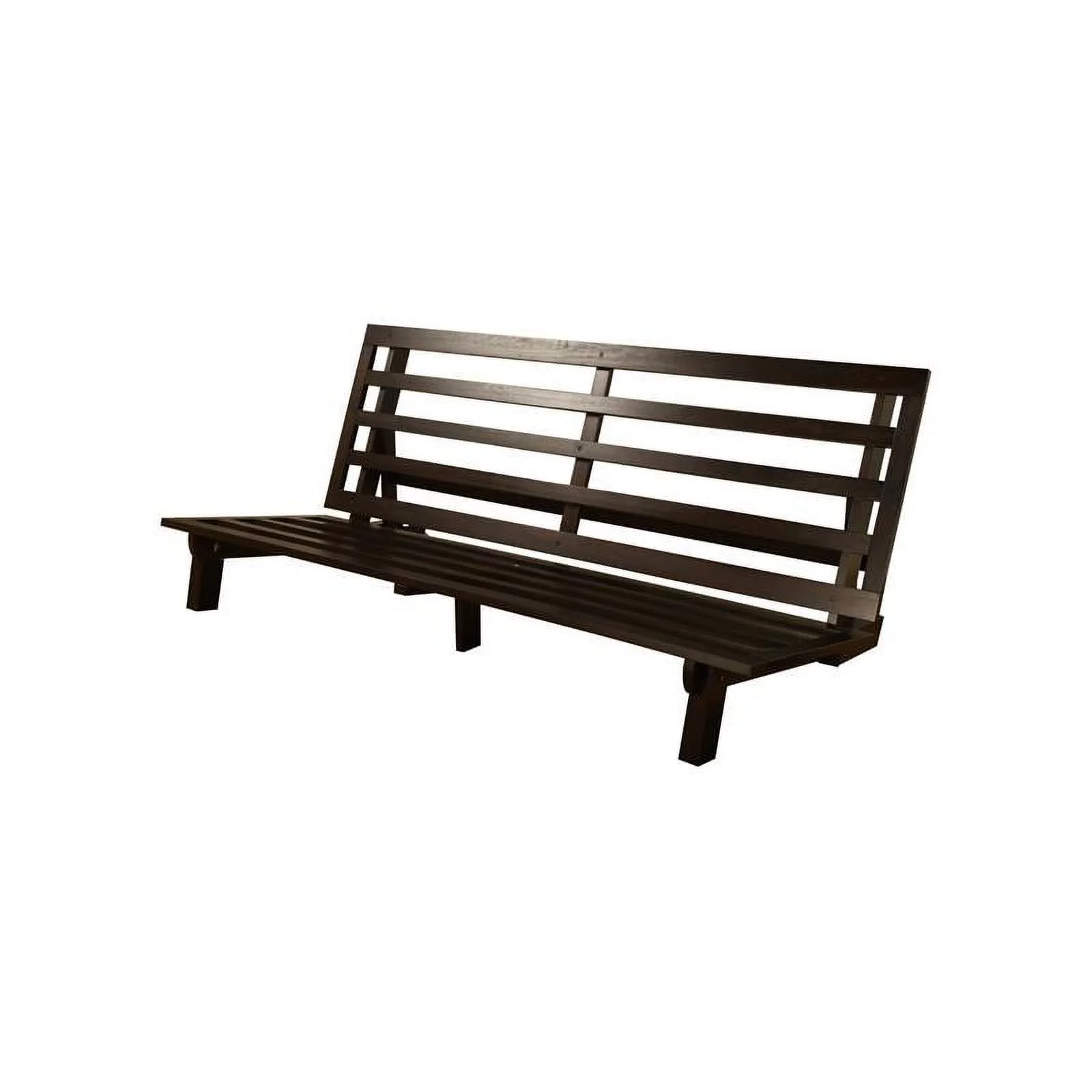 Kodiak Furniture Carson Wood Futon in Java Brown Finish with Twill Gray Mattress