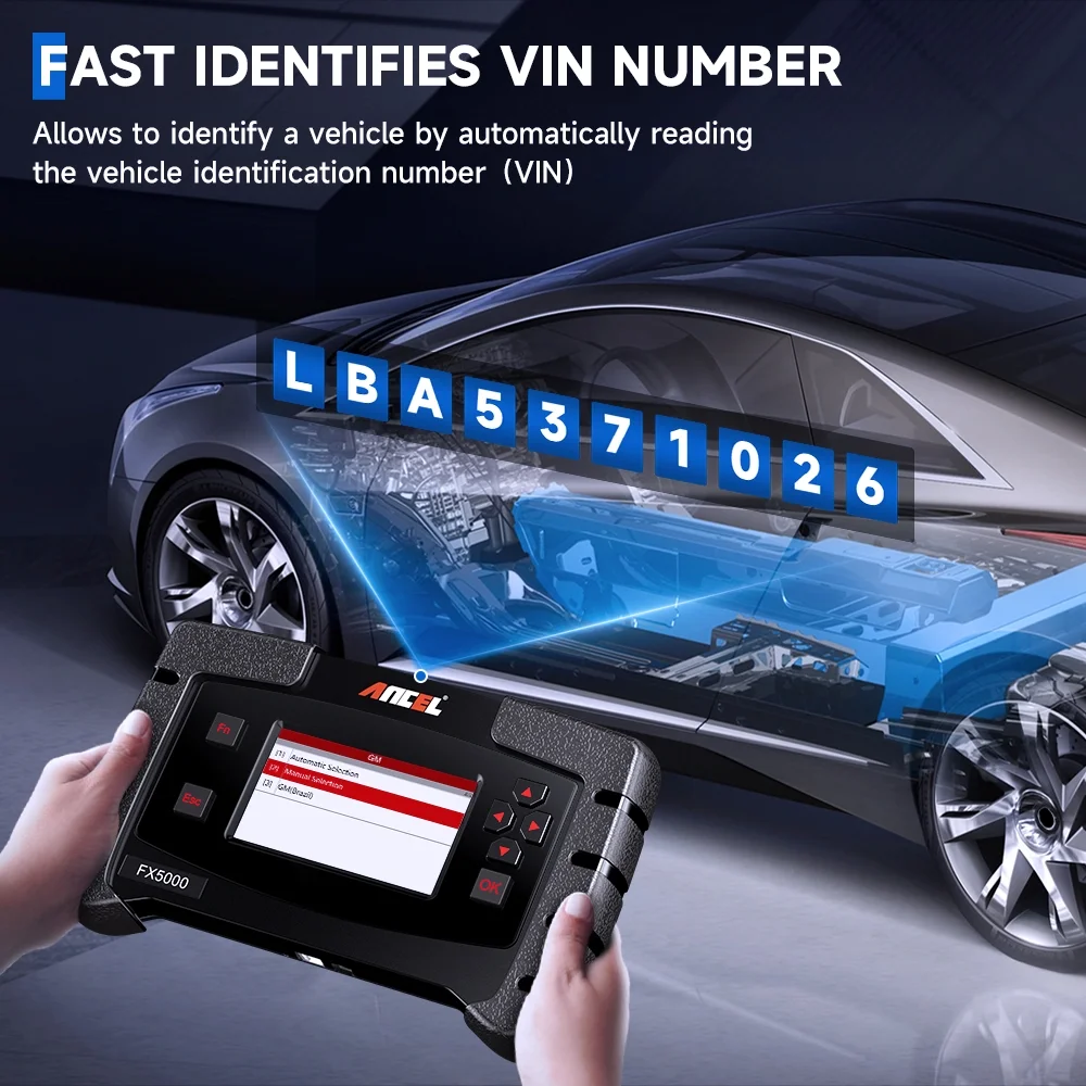 ANCEL FX5000 OBD2 Scanner Car Scan Tool All System Automotive Diagnostic 3 Reset Functions ABS Bleeding Oil Reset EPB Reset EOBD OBDII Code Reader Full OBD2 Functions Turn off MIL Lifetime Free Update