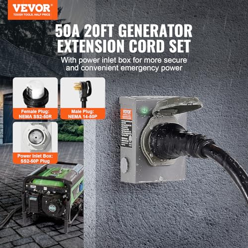 VEVOR 200A Generator Transfer Switch, 48000W Manual Transfer Switch, Heavy Duty Double-Throw Power 120/240V, Meeting NEMA 3R Standards, for Outdoor, Indoor, and Portable Generator ETL Certification