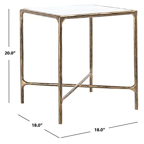 SAFAVIEH Couture Home Collection Jessa Brass Metal/Tempered Glass Top Square End Table (Fully Assembled) SFV9503A