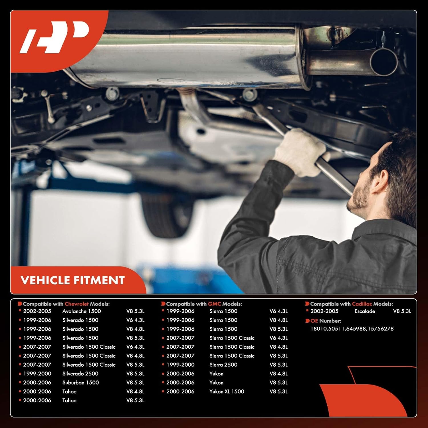 A-Premium Catalytic Converter Kit Direct-Fit Compatible with Chevy, GMC & Cadillac Models - Avalanche, Silverado, Suburban, Tahoe, Sierra, Yukon, Escalade - 1999-2006 - 4.3L 4.8L 5.3L - EPA Compliant