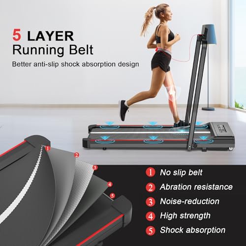 Walking Pad Treadmill, 6.2MPH Under Desk Treadmill with Bluetooth Speaker, Ultra Quiet for Office & Home, 2.5HP Running Machine with 300 LBS Capacity, Remote Control
