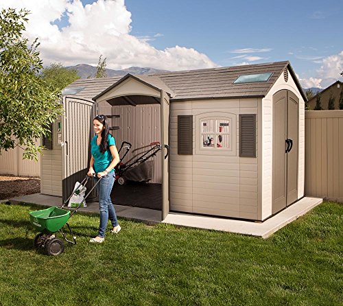 Lifetime 60079 Outdoor Storage Dual Entry Shed, 15 x 8 ft, Desert Sand
