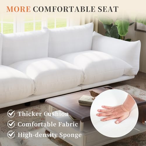 Modern Cloud Sectional Sofa,3 Seater Chaise Lounge with 3 Lumbar Pillows,Modular Furniture Couch,for Living Room,Bedroom,Office,Apartment,Beige
